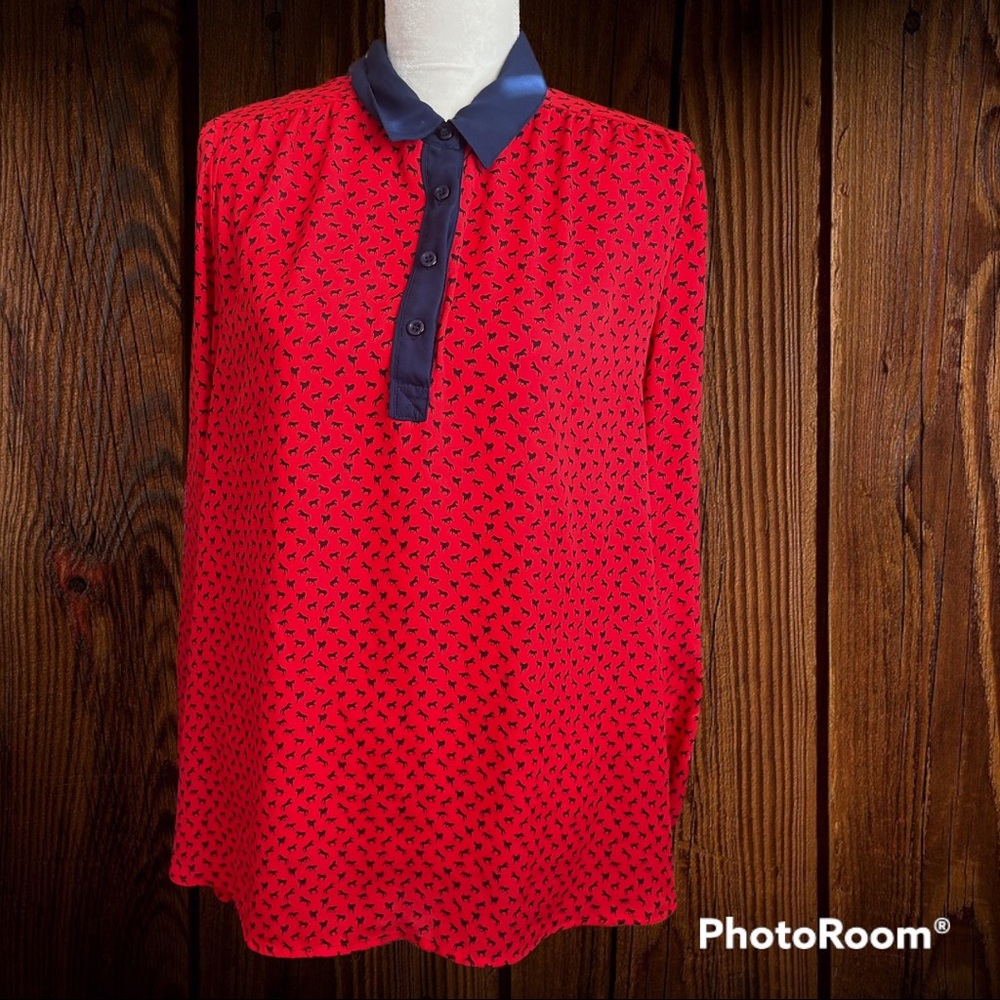 Free People Blouse Horse Print Long Sleeve